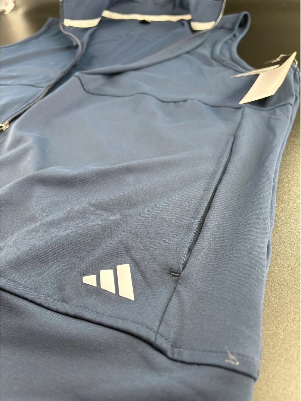 Adidas Golf Vest Men's XL Navy Full Zip Peached Performance NWT